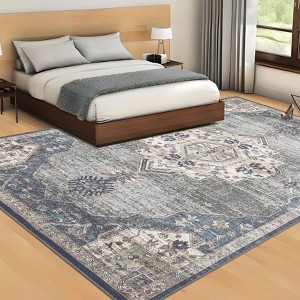 Vintage Oriental Distressed Rug Machine Washable Rug Non Slip Rug - 1 of 4