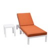 LeisureMod Chelsea Modern Outdoor Chaise Lounge Chair in White Fame With Side Table - 4 of 4