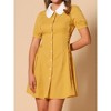 INSPIRE CHIC Women's Vintage Peter Pan Collar Short Sleeve Button Down A-Line Mini Dress - 2 of 4