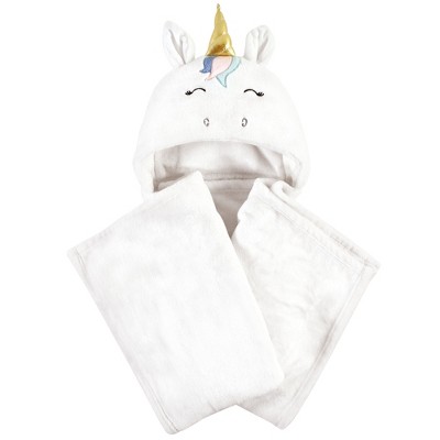 Hudson Baby Infant Girl and Toddler Hooded Animal Face Plush Blanket, Multicolor Unicorn, One Size