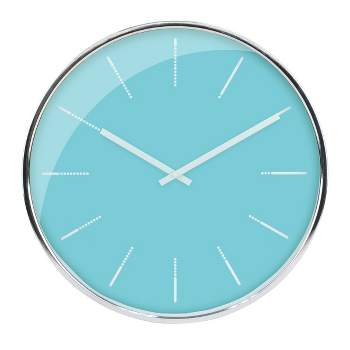 20" Simplistic Wall Clock Blue/Silver - Stonebriar Collection