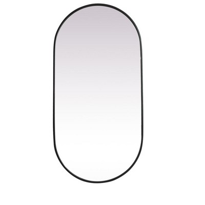 Elegant Lighting Metal Frame Oval Mirror 24x48 Inch in Black
