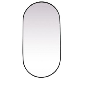 Elegant Lighting Metal Frame Oval Mirror 24x48 Inch in Black - 1 of 4