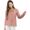 Allegra K Women's Work Office Long Sleeve Button Decor Elegant Bow Tie Neck Blouse - 3 of 4