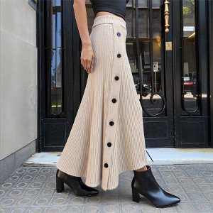 YESFASHION Womens Mermaid Maxi Skirt Knit Flowy Elastic High