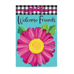 Welcome Friends Daisy Burlap House Flag - 1 of 3