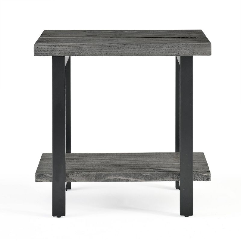 Pomona Metal and Reclaimed Wood End Table Slate Gray - Alaterre Furniture, 5 of 7