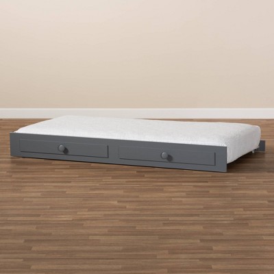Gray Twin Wood Trundle Bed with Imitation Drawers
