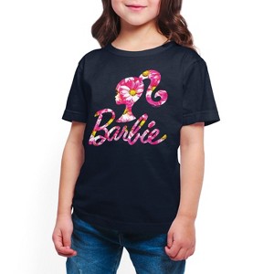 Boys' - Barbie - Pink Daisy Pattern Logo Short Sleeve Graphic T-Shirt - 1 of 3