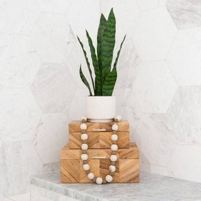 Modern Green Plastic Snake Plant in White Pot