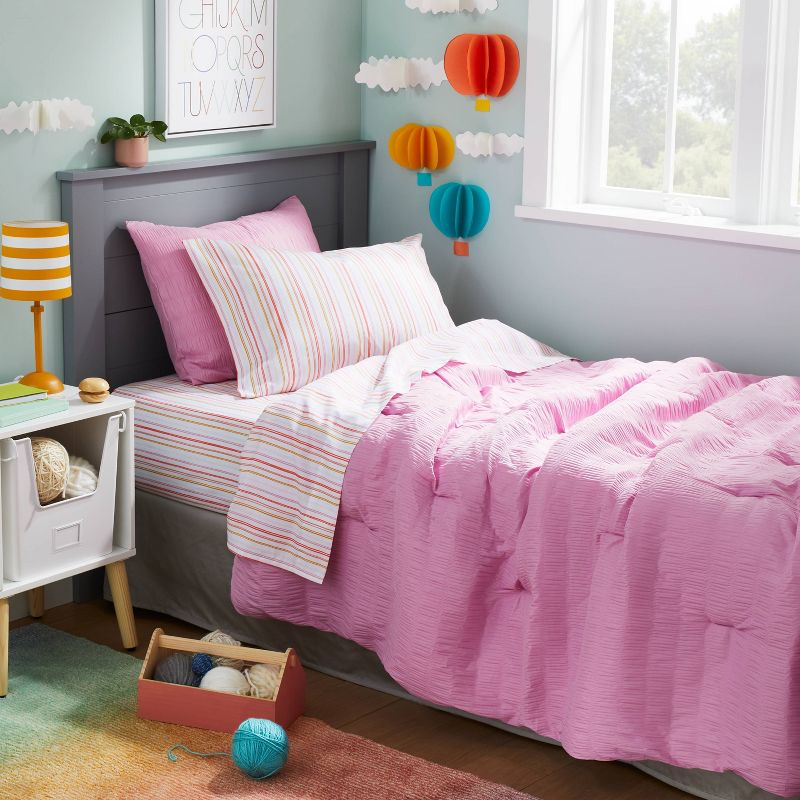 Rainbow Microfiber Striped Kids' Sheet Set - Pillowfort™, 2 of 8