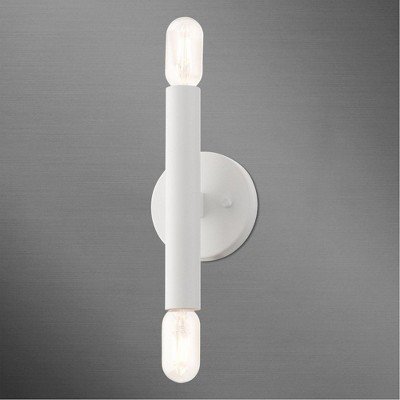 White Steel 2-Light Dimmable Wall Sconce