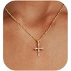 Cross Necklace for Women - HTUTWOO™ 14K Gold Plated Cross Pendant Necklace, for Women Trendy Small Cross Charm Necklace, for Everyday Wear - 3 of 4