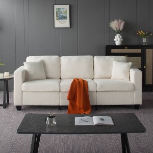 Sapphtopaz 86.6" Teddy Velvet Couch Sofa - Cushion Back & Seat with Removable Covers, 660 LBS Capacity, Cozy Furniture for Living Room & Home Spaces - 1 of 4