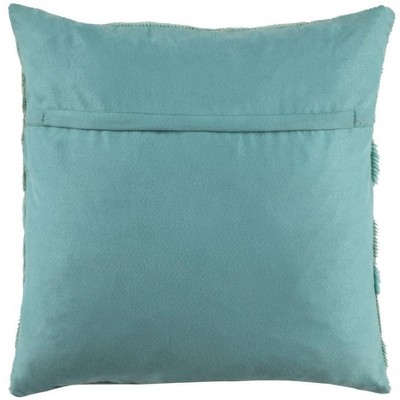 Teal and Gray Cowhide Chevron 20" Square Pillow