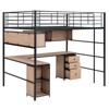 YOOCOZZ Full Size Metal Loft Bed with Bookcase, Desk and Cabinet - Black - 3 of 4