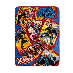 Silver Buffalo Marvel X-Men Character Cards Raschel Throw Blanket | 45 x 60 Inches - 1 of 4