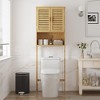 Bathroom Cabinet, Bamboo Freestanding Toilet Storage Cabinet with Adjustable Shelf, Doors, Toilet Rack for Bathroom, Natural - 2 of 4