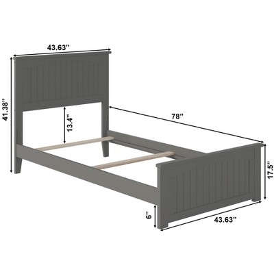 Nantucket Twin Gray Wood Bed with Headboard and Drawer