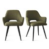 Set of 2 Upholstered Dining Chairs with Arms, Modern Accent Chairs with Metal Legs, Comfortable Padded Seat for Dining Room, Kitchen - Panipeachy - 3 of 4