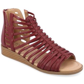Journee Collection Womens Delilah Tru Comfort Foam Gladiator Sliver Wedge Sandals