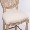 Solid Wood French Country Bar Stools Set of 2 with Upholstered Seating and Rattan Back for Kitchen or Bar Counter - 3 of 4