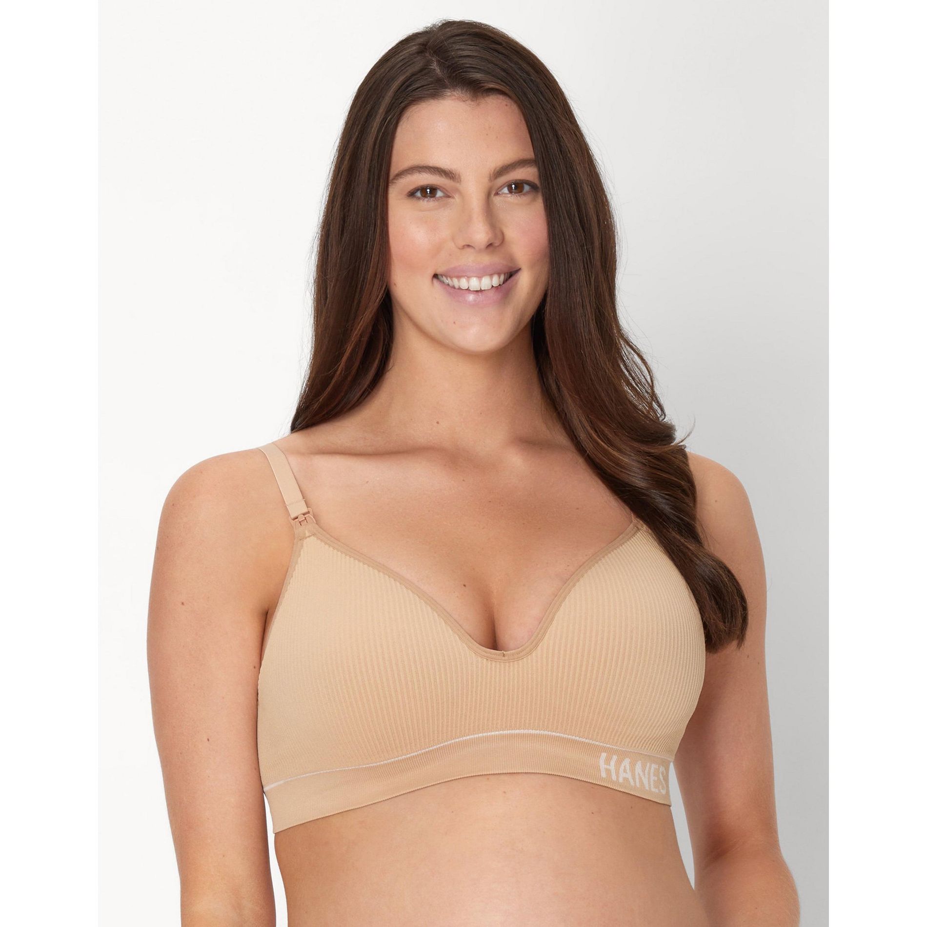 Hanes Maternity Women's Rib Nursing Bralette Deep Glow M