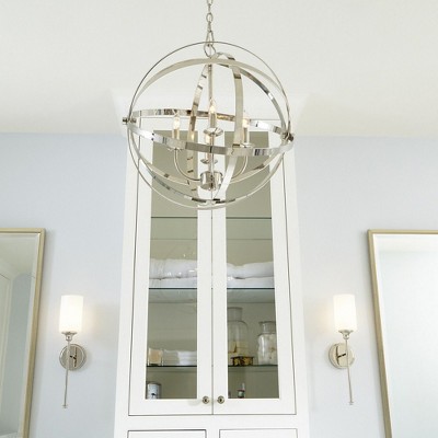 Celeste Transitional Polished Nickel Wall Sconce with Opal Glass Shade