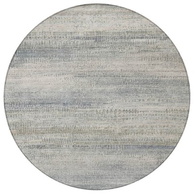 HomeRoots 8' Linen And Beige Round Abstract Washable Indoor Outdoor Area Rug