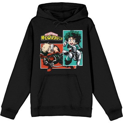 My Hero Academia Deku And Bakugo Panels Men s Black Graphic Hoodie