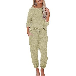 Ekouaer Womens Pajamas Set Long Sleeve Loungewear Soft Lounge Set Joggers with Pockets - 1 of 4