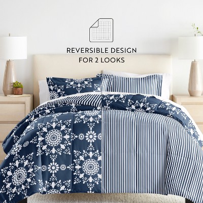 Full Gray Microfiber Reversible Down Alternative Comforter Set