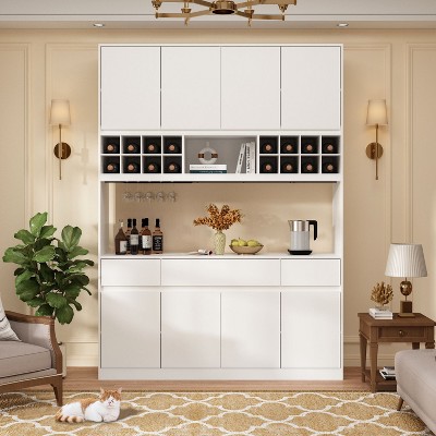 Famapy White Kitchen Pantry Cabinet Storage Cabinet With Drawers