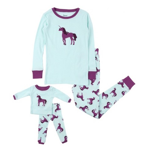 Leveret Girls And Doll Cotton Pajamas Unicorn Purple 2 Year Target