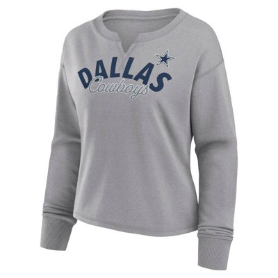 NFL Dallas Cowboys Women s Gray Long Sleeve French Terry Crew Neck Sweatshirt S