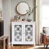 LuxenHome White Pine Wood 2-Door Accent Storage Cabinet - 2 of 4
