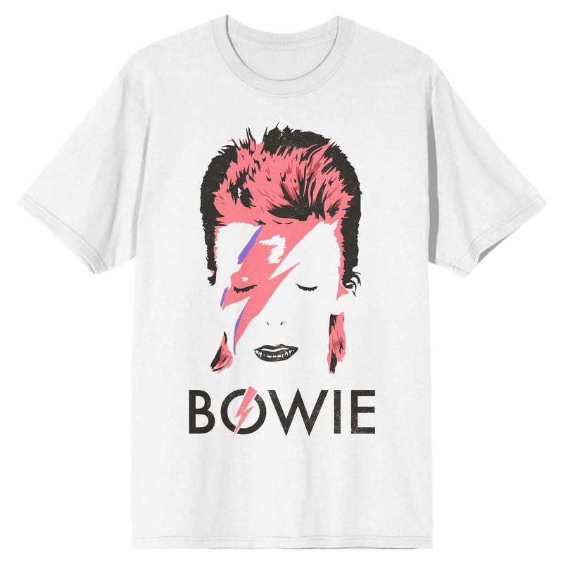 David Bowie Ziggy Stardust Portrait Art Men's White T-shirt, 1 of 3