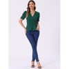 INSPIRE CHIC Women's Vintage Solid Victorian Puff Sleeve Steampunk Lace Up Blouse - 4 of 4