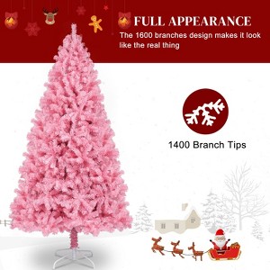 FCH 7ft 1400 Branch PVC Branch Iron Bracket Christmas Tree Pink - 1 of 4