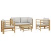vidaXL Patio Furniture Set - 5 Piece Bamboo Lounge with Light Gray Cushions - Outdoor Garden Sofa Set - Loveseat, Chairs, Table - Modular Design - 3 of 4
