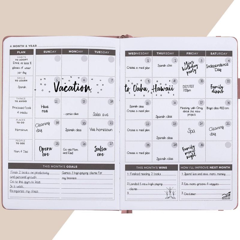 Undated Planner Weekly 8.25&#34;x5.75&#34; Rose Gold - Clever Fox, 4 of 6