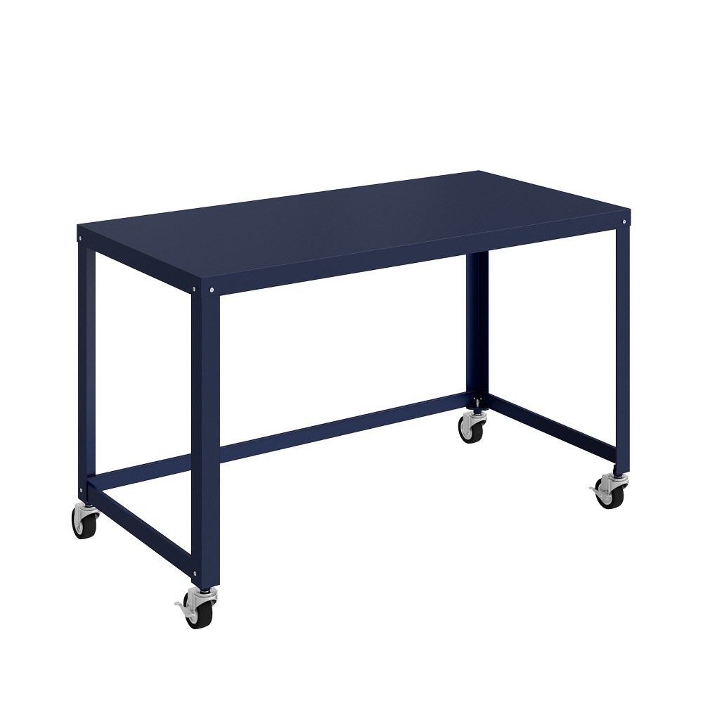 Photos - Office Desk 48" Wide Mobile Metal Desk for Home Office Navy - Space Solutions