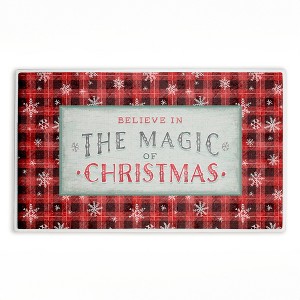 Stupell Industries Magic Of Christmas Red Plaid Printed Plush Bath Mat And Bath Rug, Design By Chad Barrett, 18"X30" - 1 of 4