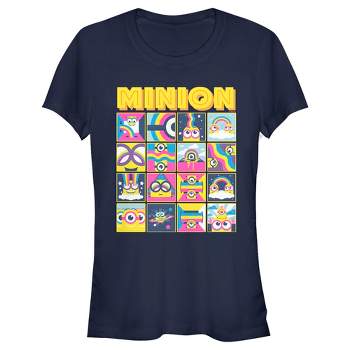 Juniors Womens Minions: The Rise of Gru Rainbow Panels T-Shirt