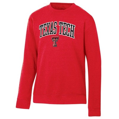 NCAA Texas Tech Red Raiders Men's Heathered Crew Neck Fleece Sweatshirt