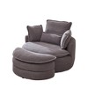 Corduroy Swivel Chair with Storage Ottoman and Back Pillow - 3 of 4