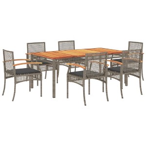 vidaXL Garden Dining Set Grey - 70.9" Table Length Chair 6 Items - 1 of 4