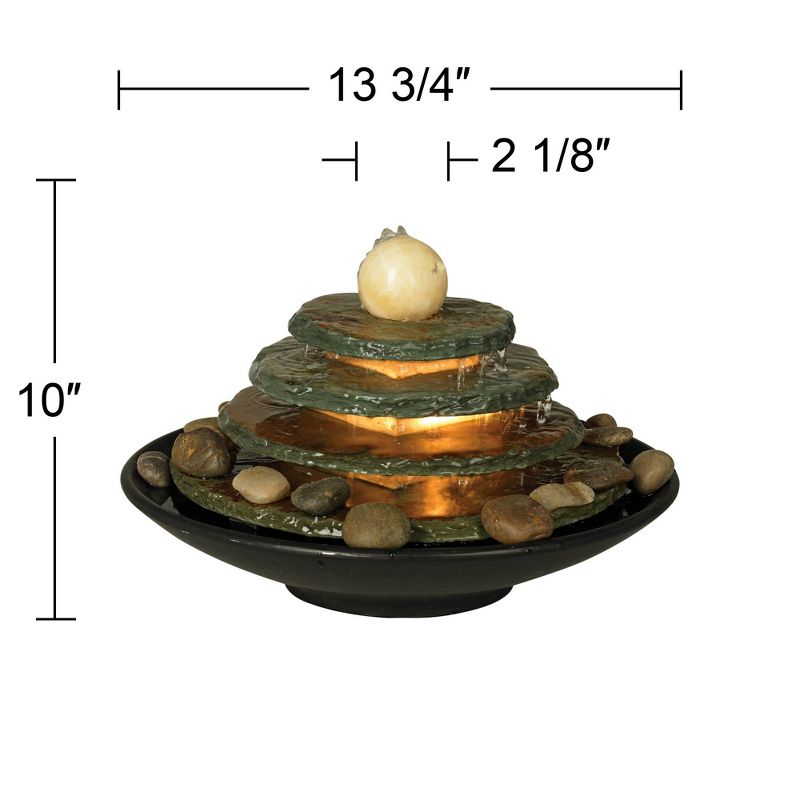 John Timberland Pyramid Rustic Zen 4 Tier Pyramid Indoor Tabletop Water Fountain with Light 10" for Table Office Desk Bedroom Living Room Relaxation, 5 of 8