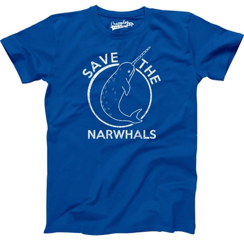 Save The Narwhals T Shirt Funny Unicorn of the Sea Cute Cool Environmental Tees - Crazy Dog Men's T Shirt - image 1 of 4