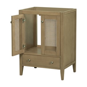 ChicFurnit Bathroom Vanity 24 Inch Bathroom Cabinet Base with Rattan Doors and Drawer for Bathroom, Brown, 23.6"*17.7"*33.03" - 1 of 4